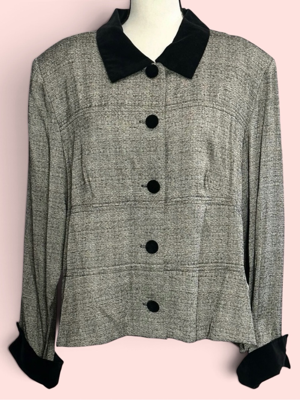 3/$10 Lady Dorby Blazer 22W Gray & Black Jacket